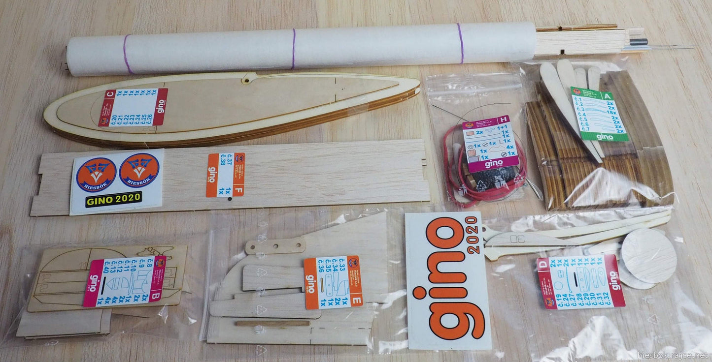 New Hiesbok GINO Model Glider Kit for free flight or radio control, with built-up wing