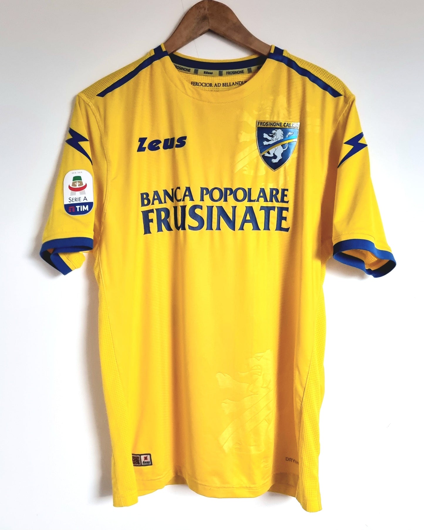 Zeus Frosinone Calcio 18/19 'Ciano 28' Match Issue Home Shirt Large