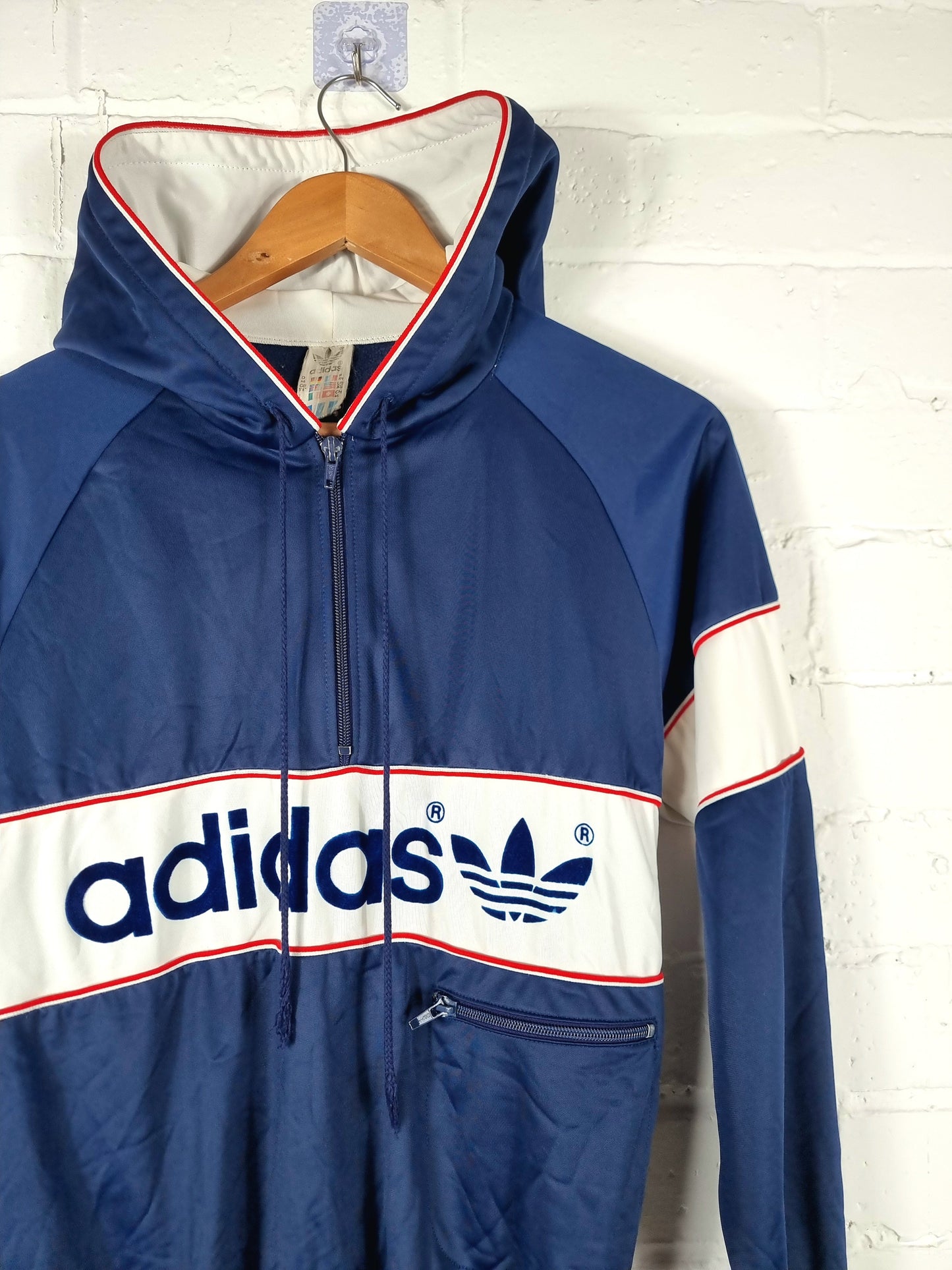 Adidas 1980s Vintage Hooded New York Track Jacket Small