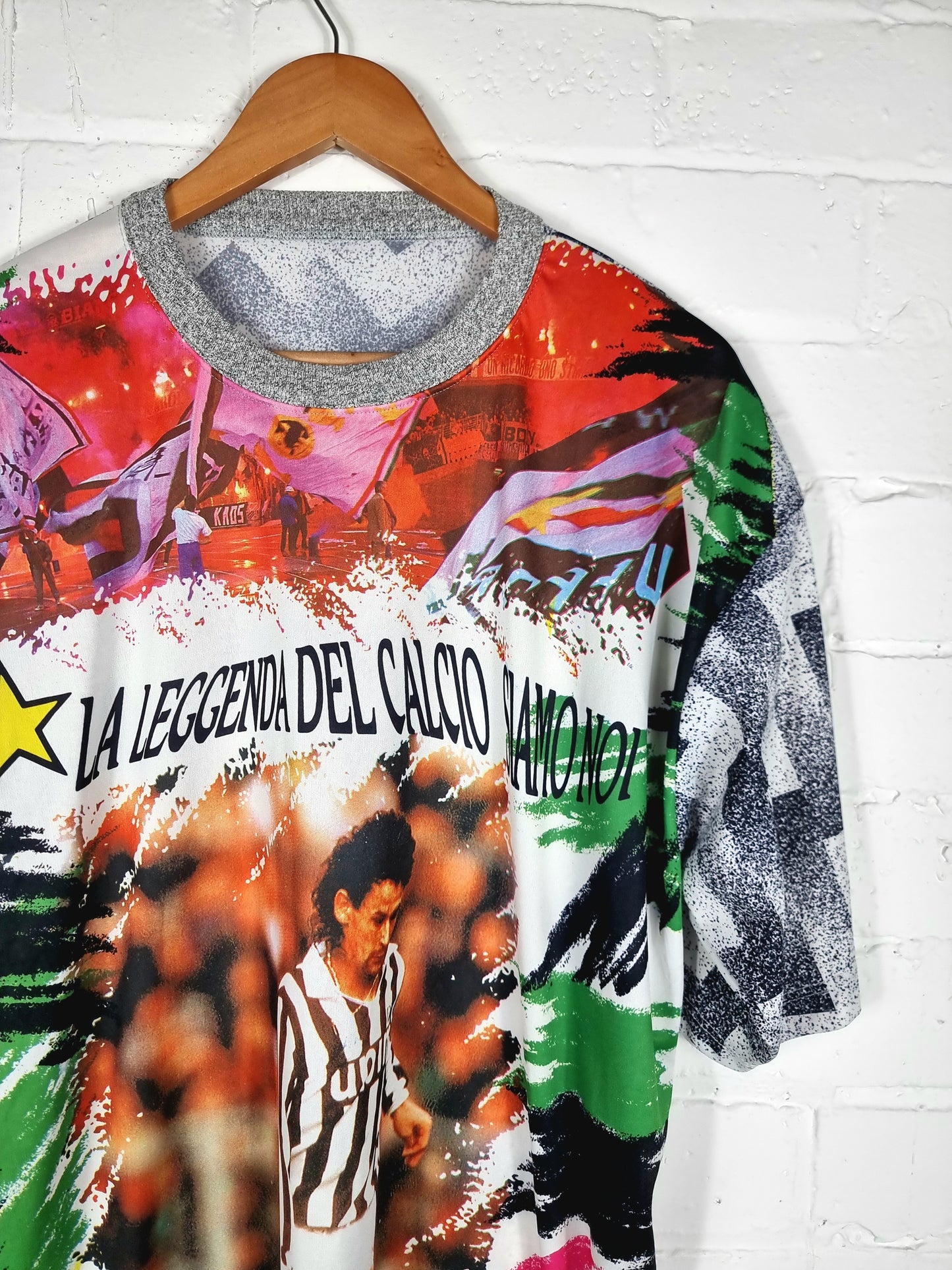 Juventus 1990s Bootleg Roberto Baggio Graphic Print Football Shirt XL