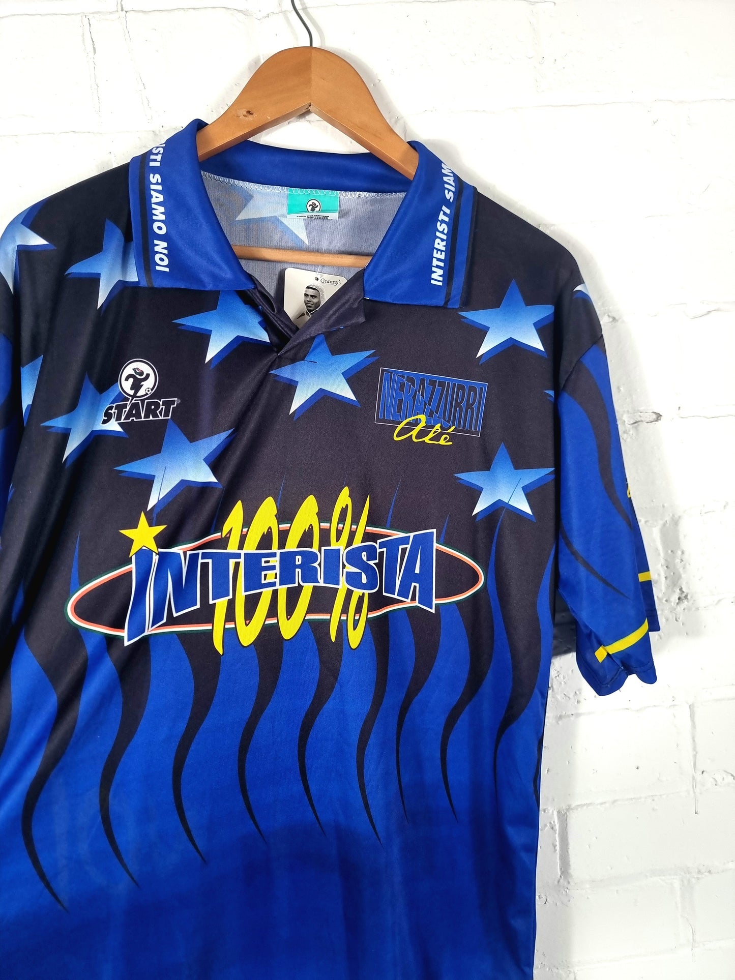 Start Inter Milan 1990s Interista Graphic Print Bootleg Football Shirt Large