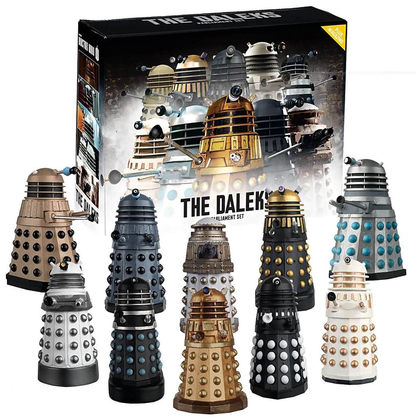 Doctor Who THE DALEKS PARLIAMENT SET - 10 Classic Dalek Figures Box Set + Magazine DWSUK002