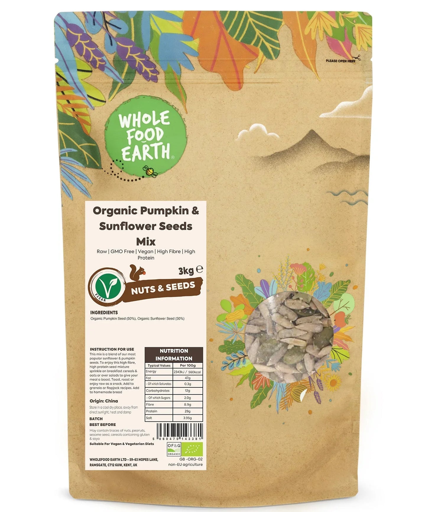 Organic Pumpkin & Sunflower Seeds Mix
