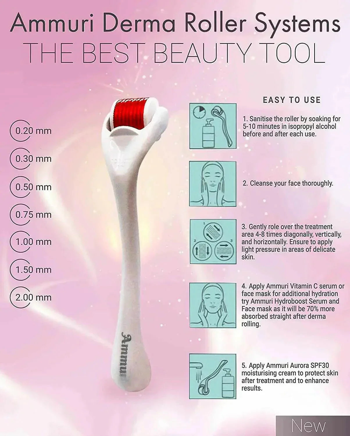 Ammuri Derma Roller for Scars and Anti-Aging Care