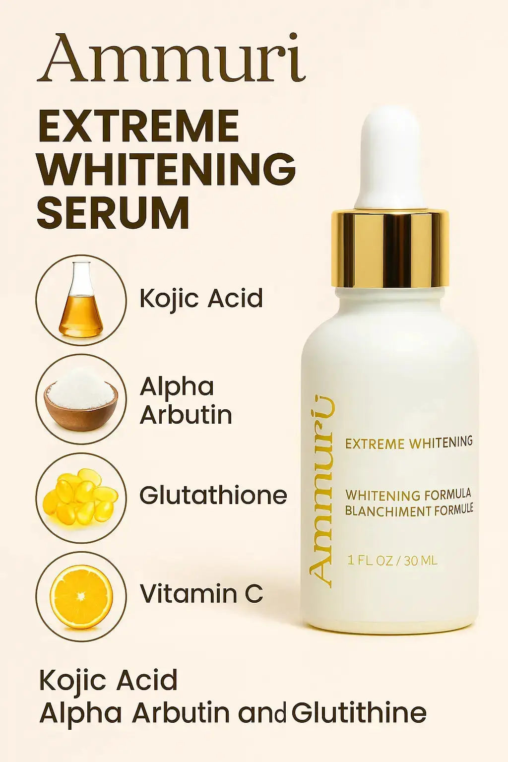 Ammuri Extreme Lightening Serum – Intense Dark Spot Corrector for Face, Neck & Intimate Areas (30ml)