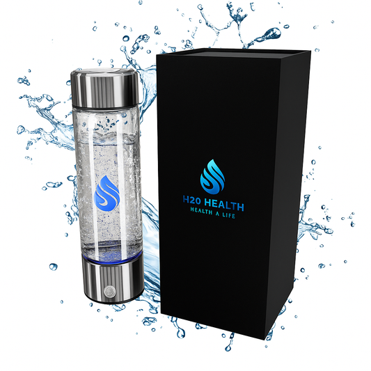 H20 Health® Glass Hydrogen water bottle, Water Purifier, (CE,FCC,LFGB certified) SPE PEM Hydrogen Water Bottle Technology, Filtered Water, water purifier