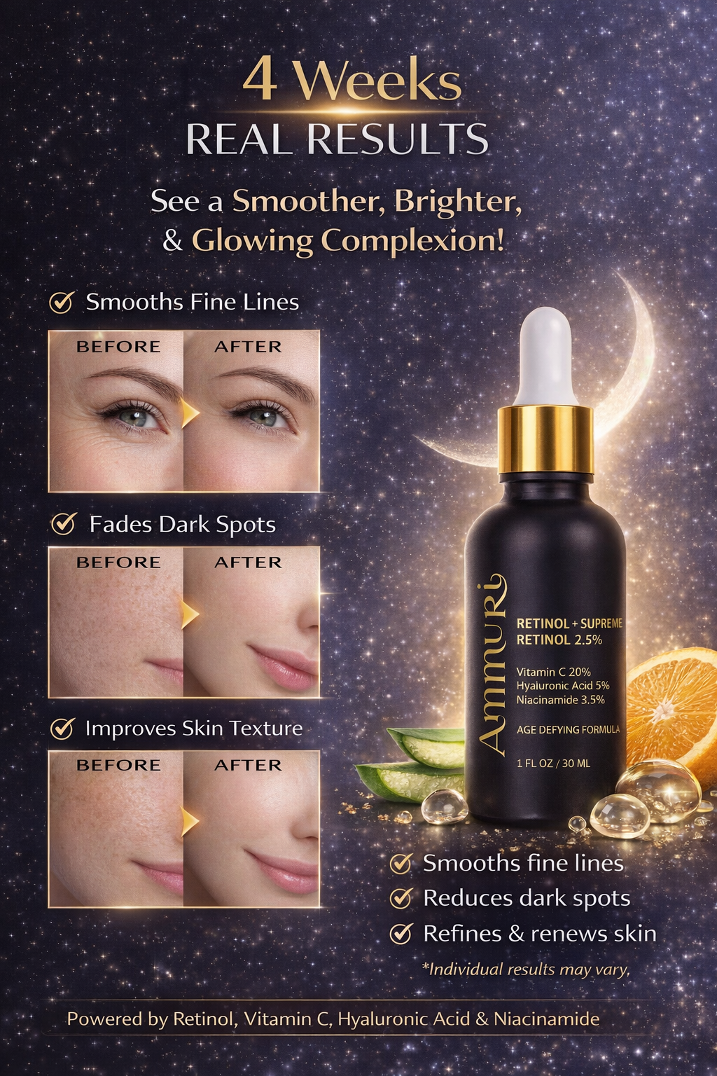 Ammuri Retinol Supreme 2.5% Serum – Anti-Aging Treatment - Age-Defying Formula