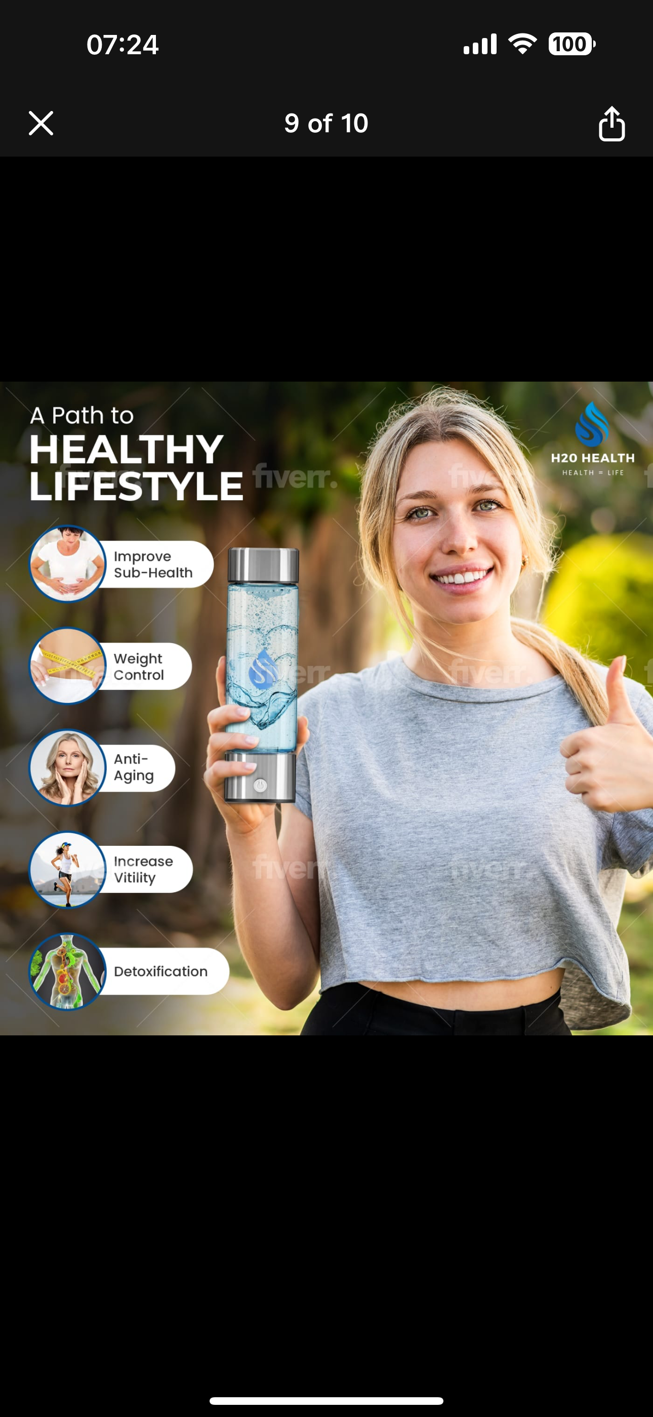 H20 Health® Glass Hydrogen water bottle, Water Purifier, (CE,FCC,LFGB certified) SPE PEM Hydrogen Water Bottle Technology, Filtered Water, water purifier