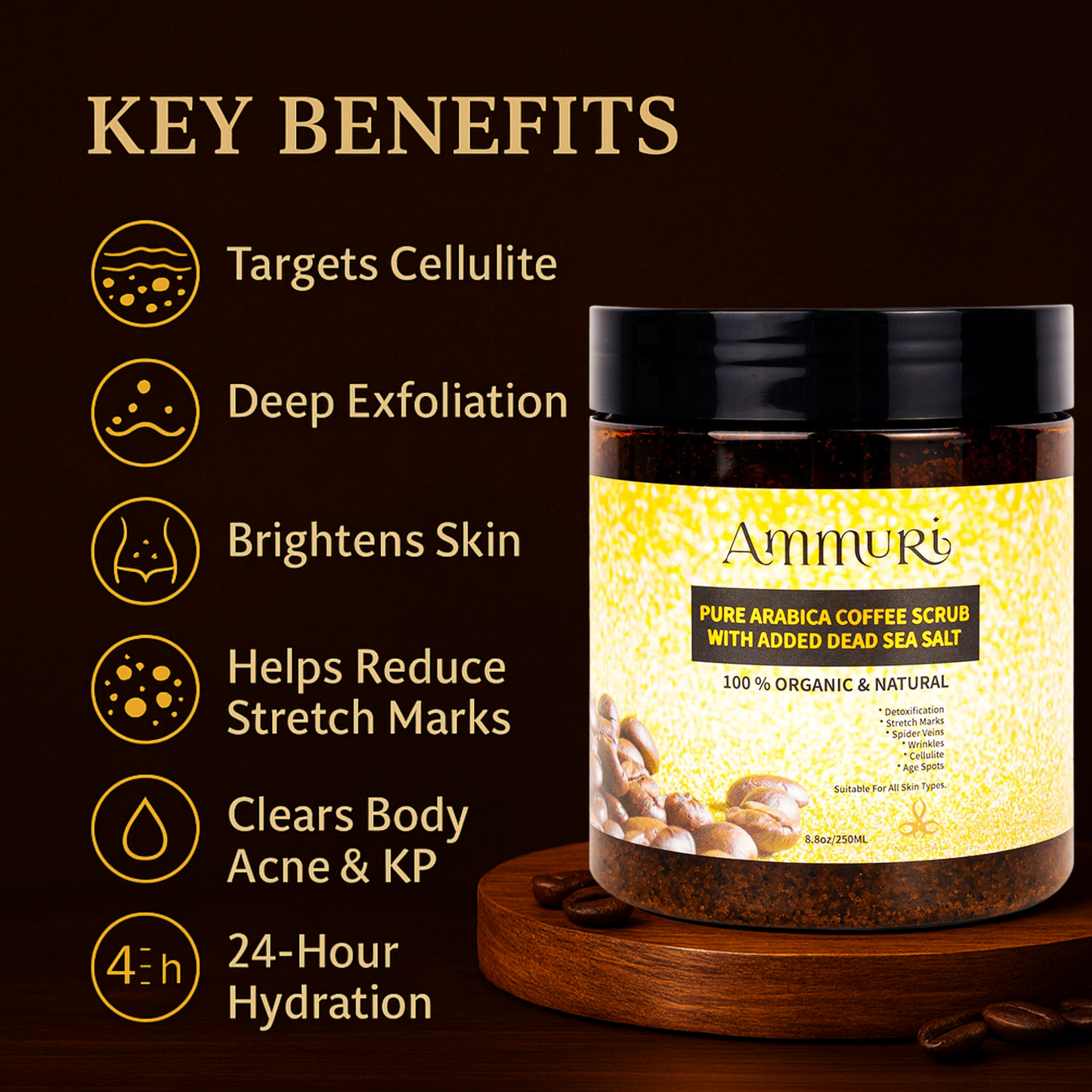 Ammuri Organic Coffee Scrub for Skin - Arabica Face Mask