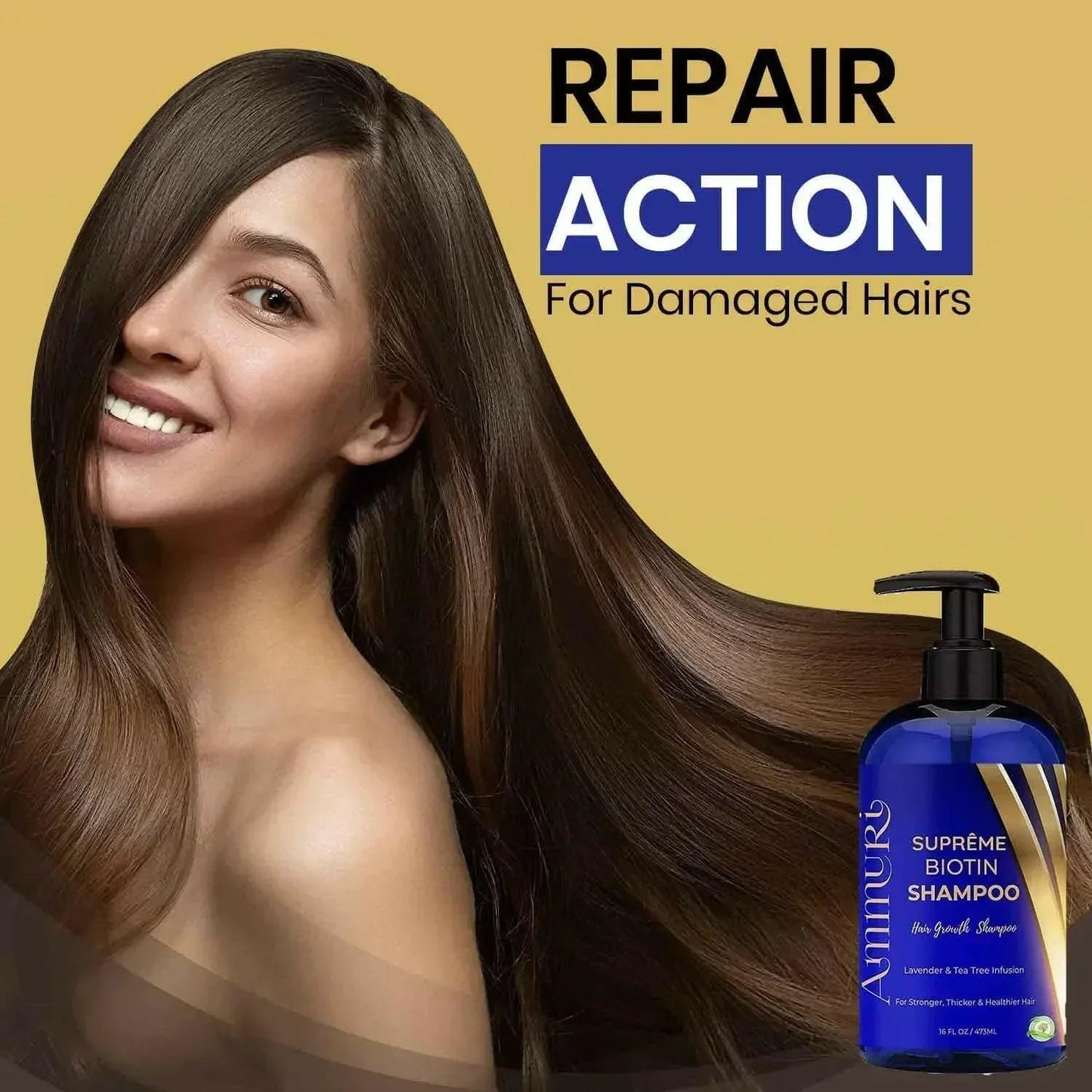 Ammuri Supreme Biotin Shampoo – Daily Hair Care for Thicker-Looking Hair (473ml)