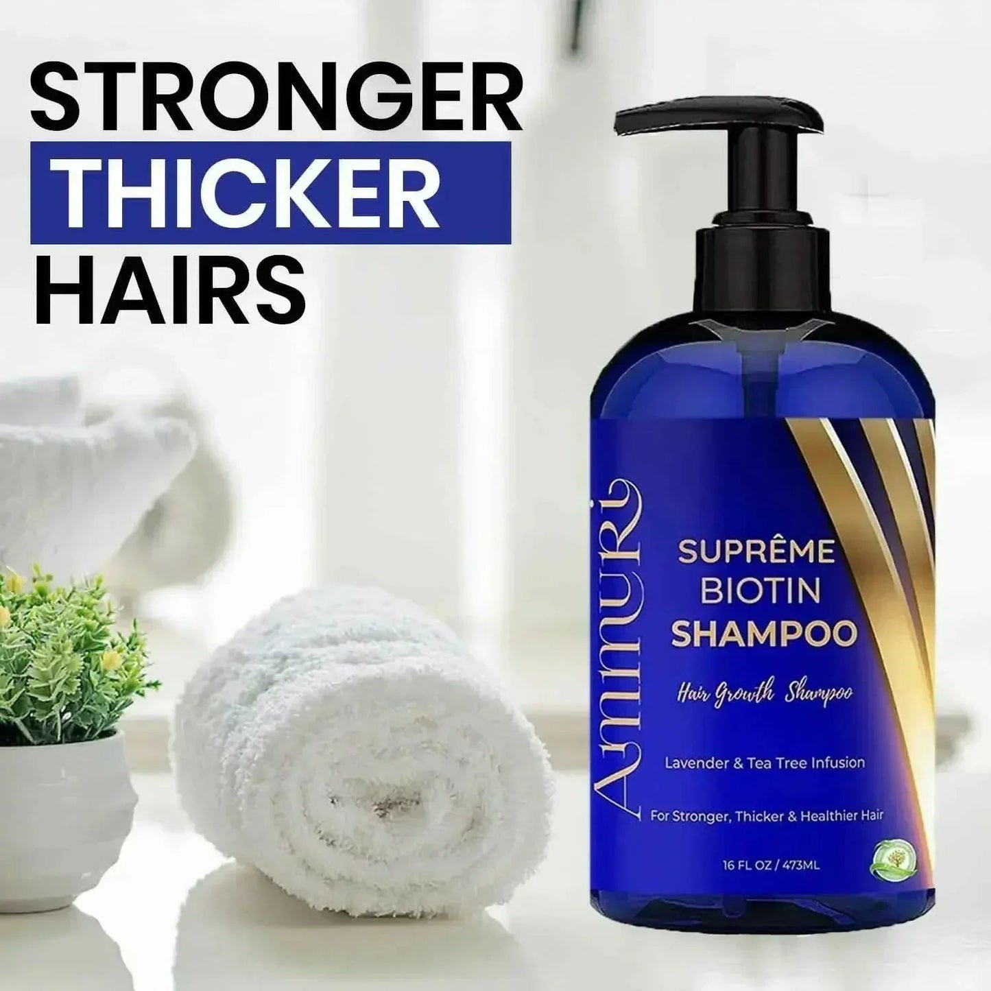 Ammuri Supreme Biotin Shampoo – Daily Hair Care for Thicker-Looking Hair (473ml)
