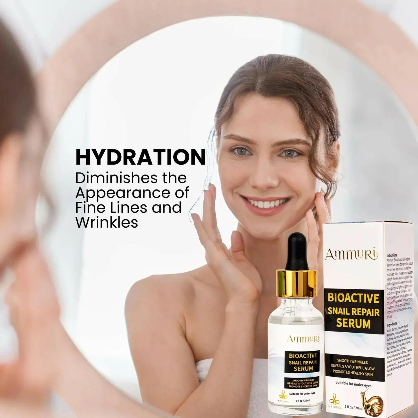 Ammuri Bioactive Snail Repair Serum | Anti-Aging Hydration with 87% Organic Ingredients – 30ml
