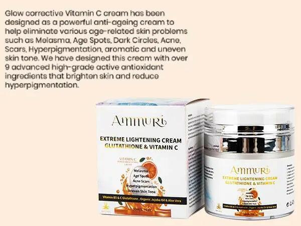 Ammuri Lightening Brightening Moisturiser Cream – For Face, Body & Sensitive Areas (50g)