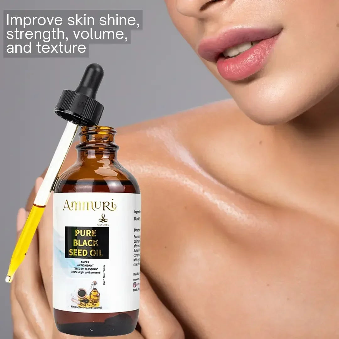 Pure Organic Black Seed Oil | Cold-Pressed Nigella Sativa for Skin, Hair & Wellness – Ammuri Beauty