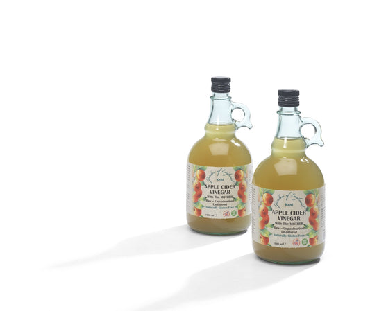 Kent Apple Cider Vinegar 2 x 1L With "Mother" | Raw | Unpasturised | Unfiltered | GMO Free