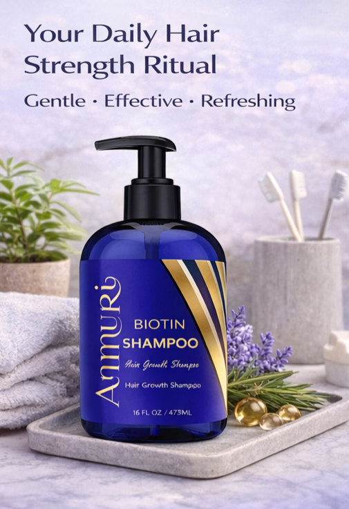 Ammuri Supreme Biotin Shampoo – Daily Hair Care for Thicker-Looking Hair (473ml)