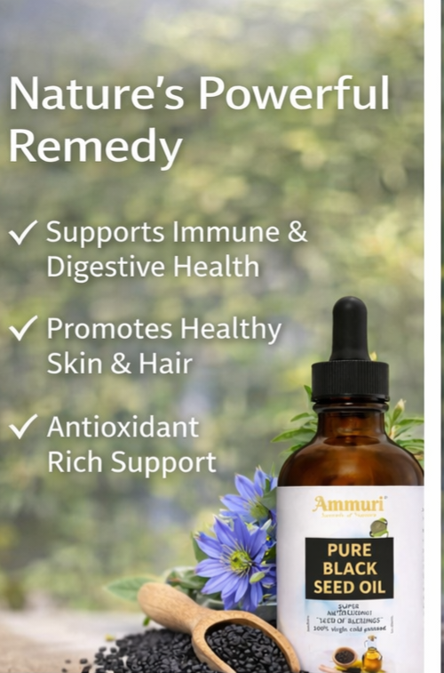 Pure Organic Black Seed Oil | Cold-Pressed Nigella Sativa for Skin, Hair & Wellness – Ammuri Beauty