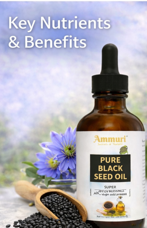 Pure Organic Black Seed Oil | Cold-Pressed Nigella Sativa for Skin, Hair & Wellness – Ammuri Beauty