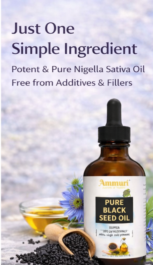 Pure Organic Black Seed Oil | Cold-Pressed Nigella Sativa for Skin, Hair & Wellness – Ammuri Beauty