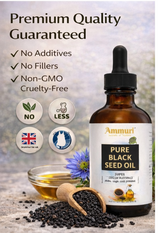Pure Organic Black Seed Oil | Cold-Pressed Nigella Sativa for Skin, Hair & Wellness – Ammuri Beauty