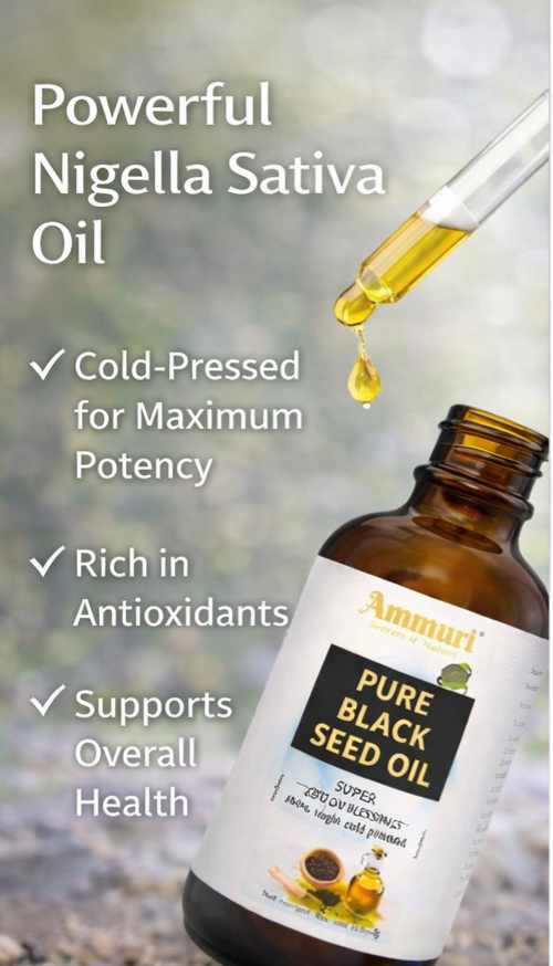 Pure Organic Black Seed Oil | Cold-Pressed Nigella Sativa for Skin, Hair & Wellness – Ammuri Beauty