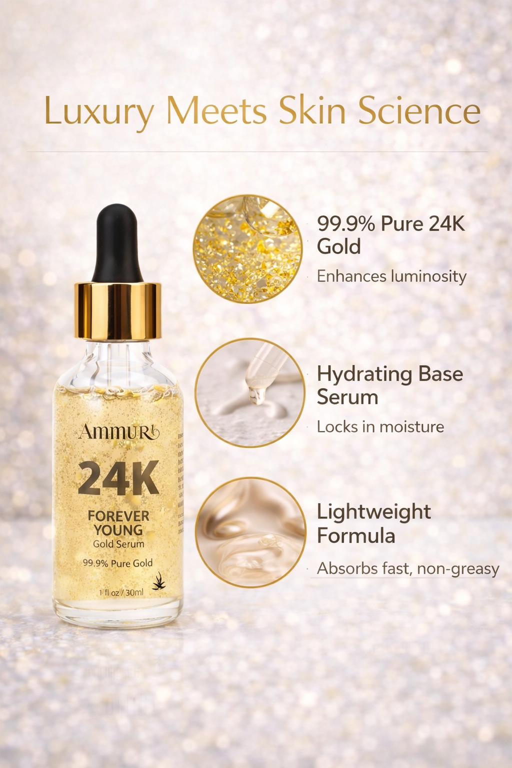 Ammuri 24K Gold Face Serum – Radiance & Anti-Aging Boost