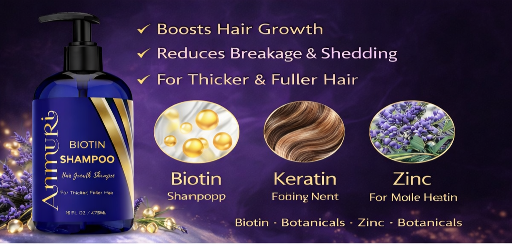 Ammuri Supreme Biotin Shampoo – Daily Hair Care for Thicker-Looking Hair (473ml)