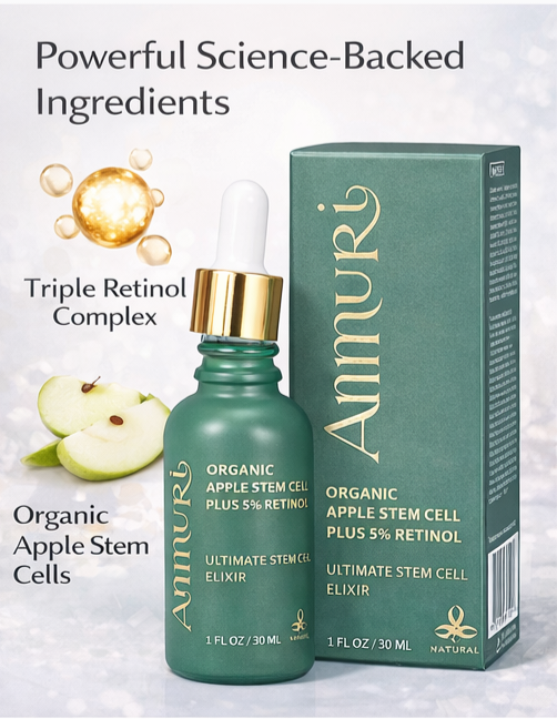 Ammuri Retinol 5% Serum with Apple Stem Cell – High Strength Anti-Aging, Acne & Dark Spot Treatment (30ml)