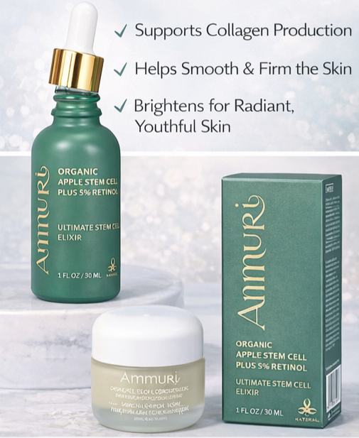 Ammuri Retinol 5% Serum with Apple Stem Cell – High Strength Anti-Aging, Acne & Dark Spot Treatment (30ml)