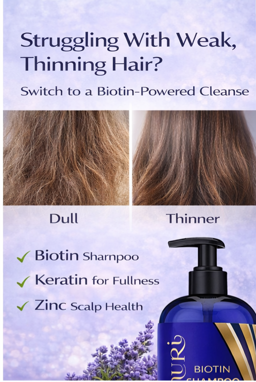 Ammuri Supreme Biotin Shampoo – Daily Hair Care for Thicker-Looking Hair (473ml)