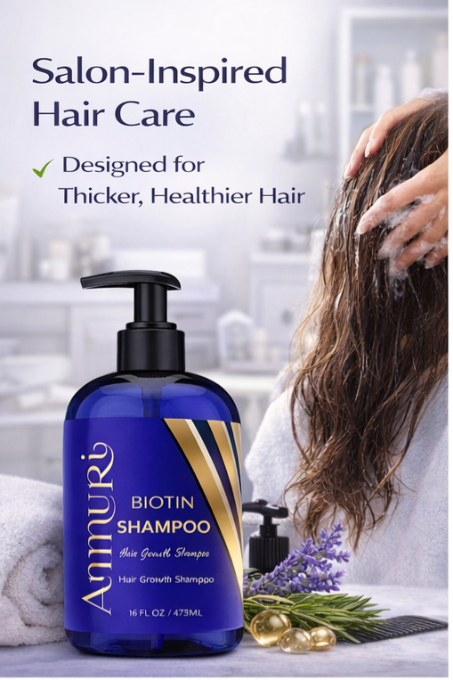 Ammuri Supreme Biotin Shampoo – Daily Hair Care for Thicker-Looking Hair (473ml)