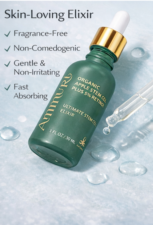 Ammuri Retinol 5% Serum with Apple Stem Cell – High Strength Anti-Aging, Acne & Dark Spot Treatment (30ml)